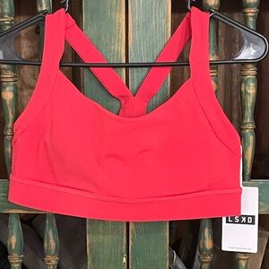 NWT LSKD Advance Sports Bra Scarlet Red‎ - L